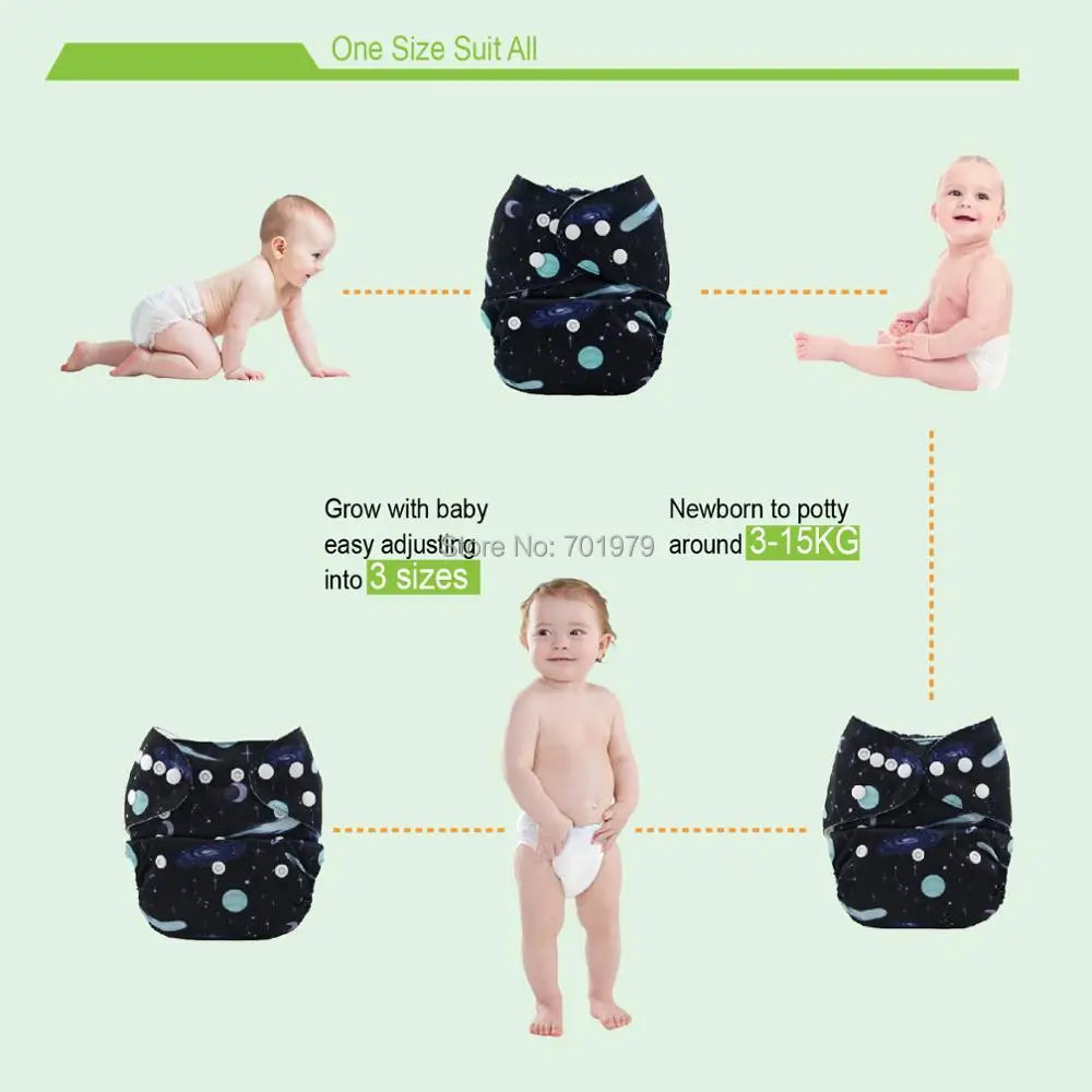 ALVABABY Reusable Cloth Diaper: U Pick Washable Nappy for Babies 3-15kg - Includes 1 Microfiber Insert for Added Absorbency