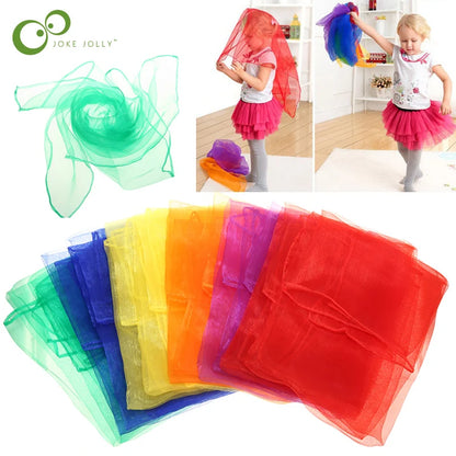 6 Color Gymnastics Scarves for Outdoor Games, Dancing, Juggling, and Gym Towel Use - Candy Colored Dance Gauze