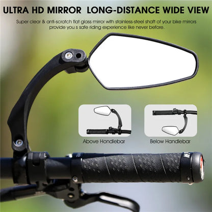 WEST BIKING Universal Bike Rearview Mirror - 360 Degree Adjustable Cycling Accessory for Bicycle Handlebars, Rear View Mirror