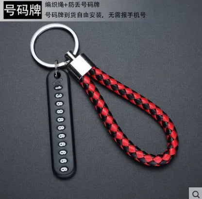 4-Color Anti-Lost Phone Number Keychain - Car Keyring with ID Plate for Men & Women, Auto Vehicle Accessory