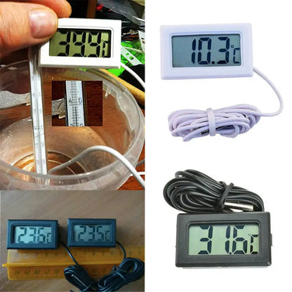 FY-10 Mini LCD Digital Thermometer - Aquarium, Car, Water Bath Temperature Tester with Embedded Sensor, 1M Monitor