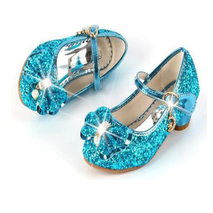 Princess Butterfly Leather Shoes – Kids’ Diamond Bowknot High Heel Glitter Dance Shoes for Girls, Party and Fashion