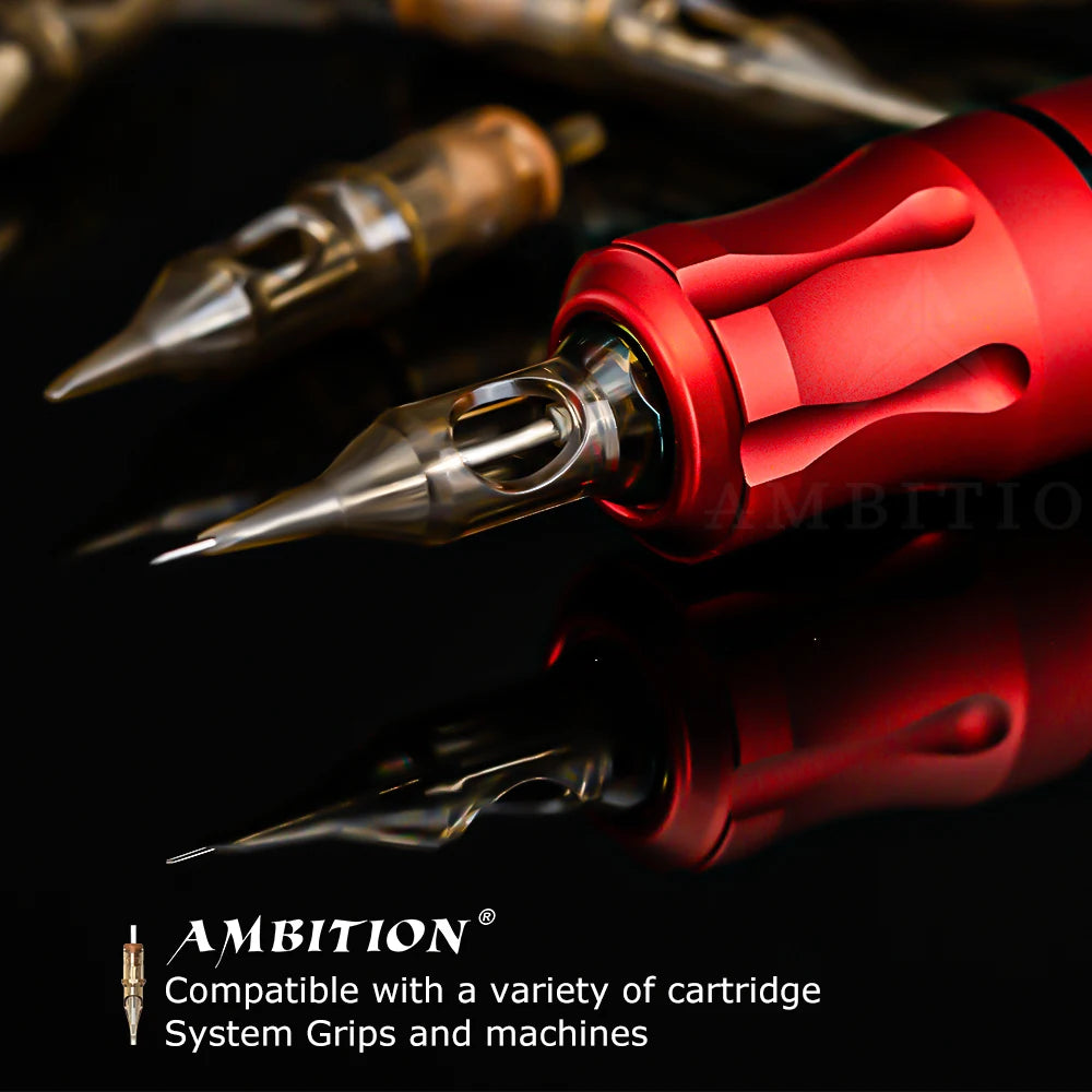 Ambition Premium Revolution Tattoo Cartridge Set - Mixed Needles Including Round Liner, Shader, Curved Magnum in Sizes 1RL, 3RL, 5RL, 7RL, 9RL, 7RM, 9RM, 13RM