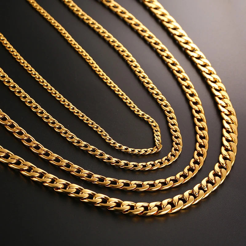 Vnox Men's Cuban Link Chain Necklace - Black & Gold Stainless Steel Choker, Jewelry Gifts for Him