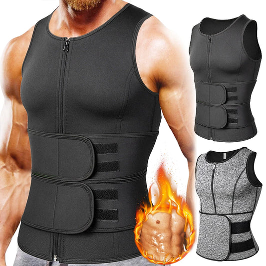 Men's Body Shaper Waist Trainer Vest – Slimming Shirt, Sauna Sweat Vest, Compression Undershirt, Shapewear, Fat Burner Workout Tank Top