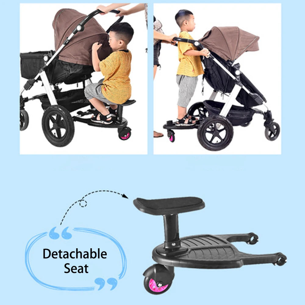 Enhance Your Stroller: Children's Pedal Adapter with Standing Plate and Seat - Perfect Auxiliary Trailer for Twins & Second Child