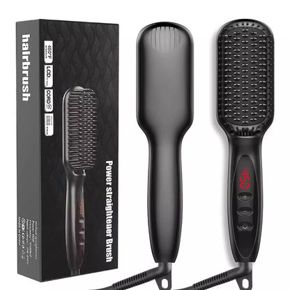 Sleek and Smooth Style: Heating Straightening Comb - Quick Beard Straightener Brush for Men - Styling Iron Smoothing Comb for Effortless Beard and Hair Grooming