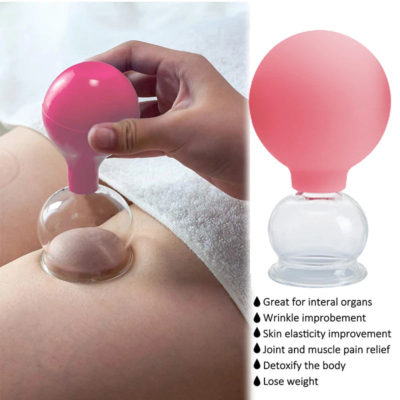 Vacuum Cupping Glasses Massager - Body & Facial Cupping Therapy for Skin Lifting and Anti-Cellulite Massage