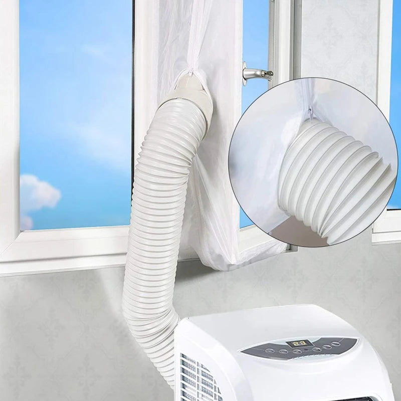 Portable Air Conditioner Window Seal - 400cm Flexible Cloth Plate with Zip & Adhesive Fastening - AirLock Seal