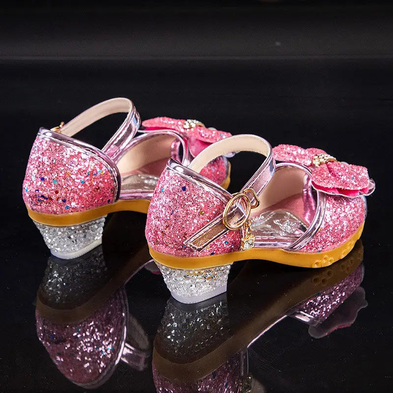 2021 Summer Girls Sandals – Princess Shoes with High Heels, Bow-Knot, and Crystal for Parties & Weddings