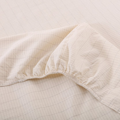 Queen Size Earthing Fitted Sheet (60x80in) with 2 Pillowcases - 10% Silver Fiber, 90% Organic Cotton Grounding Sheets