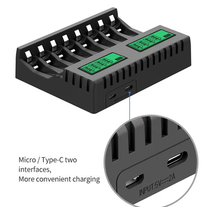 PUJIMAX New LED Display Smart Battery Charger: AA/AAA Ni-MH Rechargeable Batteries - Independent Charging