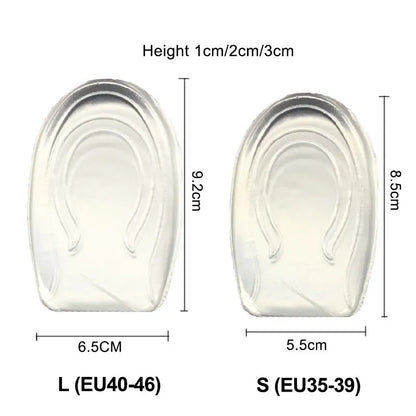 Silicone Gel Height Increase Insole - Heel Lifting Inserts for Foot Care, Elastic Cushion Arch Support - Unisex Shoe Foot Protector