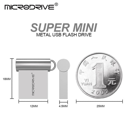 Super Mini 2.0 USB Flash Drive – Real Capacity Metal Pen Drive, Available in 4/8/16/32/64/128GB, Key Ring Memory Stick Gift