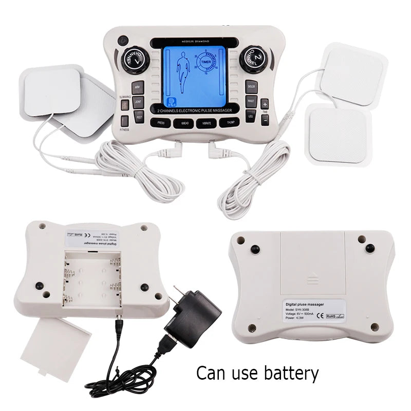 Electronic Pulse Massager - TENS EMS Machine for Nerve and Muscle Stimulation, Acupuncture Fat Burner, Pain Relief