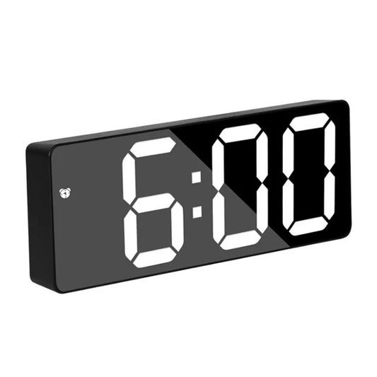 Acrylic/Mirror Digital Alarm Clock - Voice Control, Battery Powered Table Clock with Snooze & Night Mode - 12/24H LED Electronic Clocks