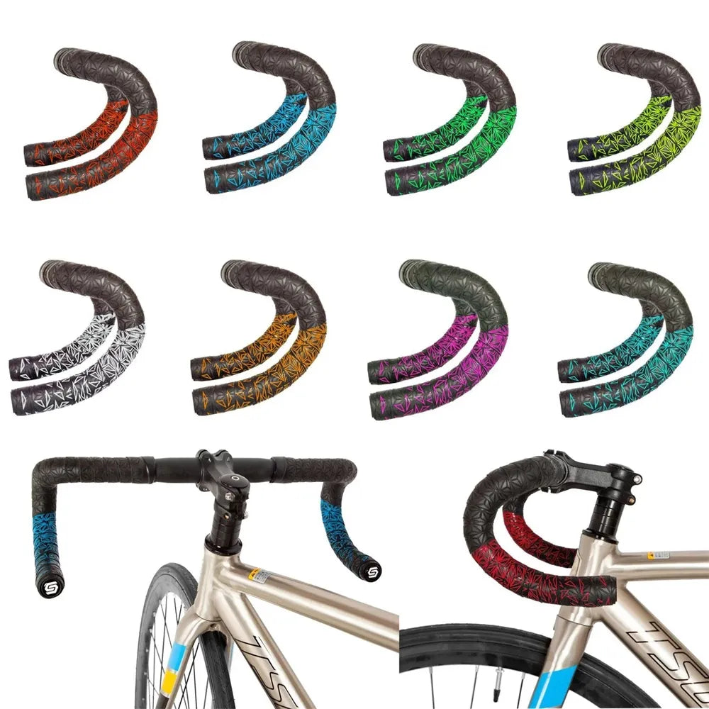 Chrysanthemum Pattern Road Bike Bar Tape Gradient Color Handlebar Tapes | EVA/PU Soft Anti-Vibration Wrap Tape | Durable Bartape