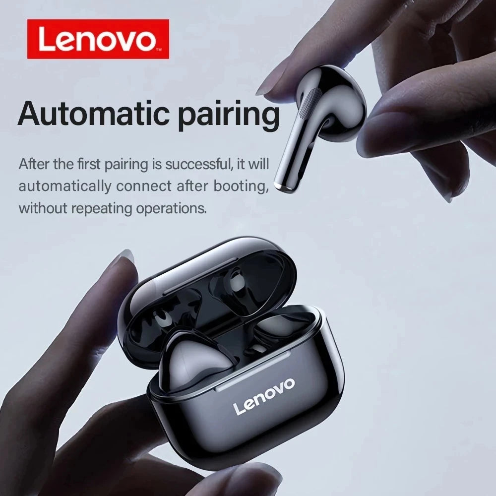 Lenovo LP40 TWS Wireless Headphones - Bluetooth Touch Control Sports Earbuds, Stereo Headset for Android and iOS Phones