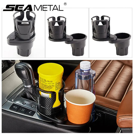 SEAMETAL 2-in-1 Car Cup Holder Expander : 360 Degree Adjustable Base Drink Holder - Anti-Shake Stable Auto Bottle Organizer