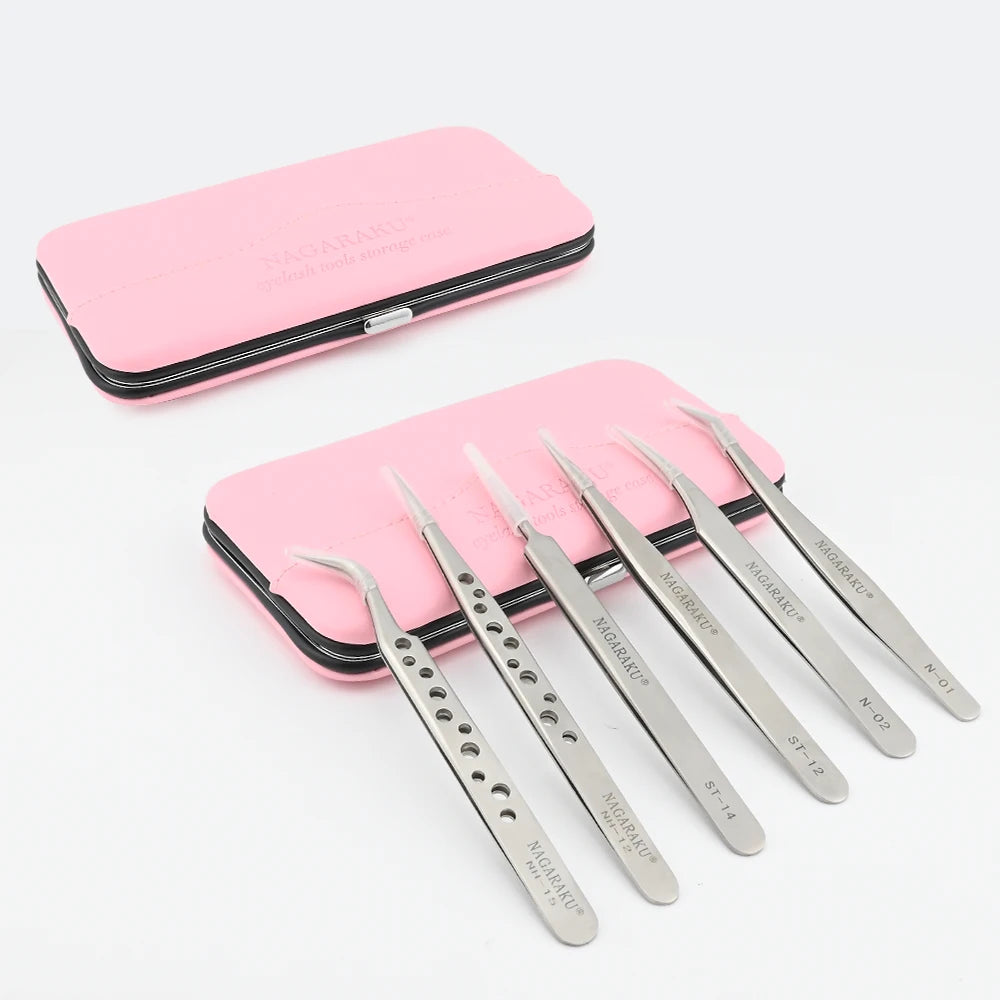 NAGARAKU Eyelash Extension Tweezers Set - Precision Stainless Steel Mega Volume Fans, Eyelash Application Tools