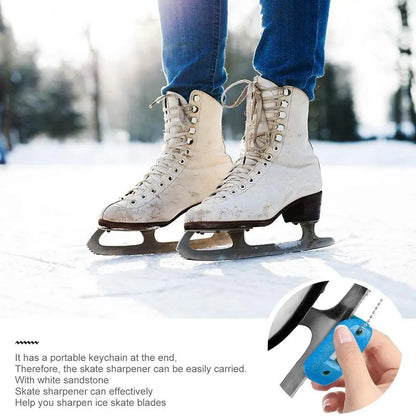 Portable White Sandstone Ice Skate Sharpener: Double-Sided Hanging Tool for Ice Hockey Shoe Blades - Skate Accessories