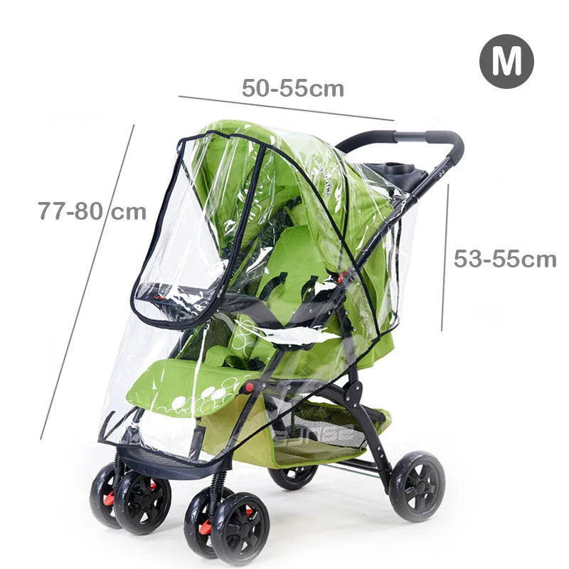 Waterproof EVA Baby Stroller Rain Cover: Transparent Wind Dust Shield with Zipper Open - Essential Pushchair Raincoat