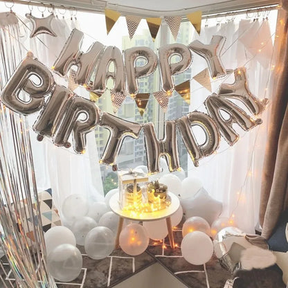 13pcs Happy Birthday Letter Foil Balloons Set - Banner for Baby Shower, Party Decorations, Birthday Cake, Globos, Kids Gift Inflatable Balloons