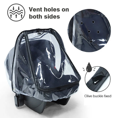 Transparent EVA Baby Safety Seat Rain Cover - Stroller Carriage Dust Shield & Rain Protector