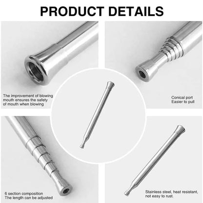 Telescopic Fire Blow Pipe: Stainless Steel Camping Fire Tube Blower - Campfire Tool for Outdoor Picnic, BBQ, Fireplace