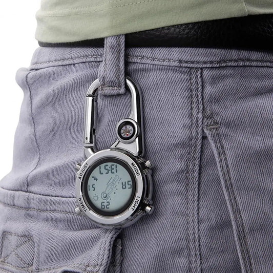 Multifunctional Luminous Carabiner Watch - Electronic Pocket and Waist Watch for Outdoor Sports