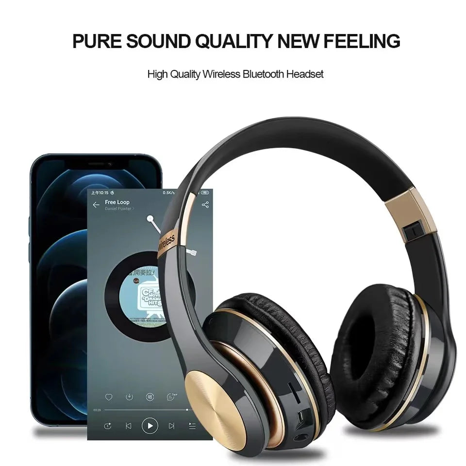 Bluetooth 5.0 Gaming Headphones - T5  Foldable Wireless Earphones with Wired Option for Phones and Gamers