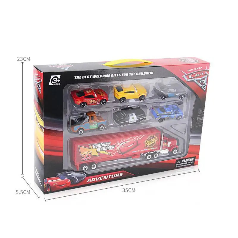 7PCS/Set Disney Pixar Cars 3 Diecast Model Set - Lightning McQueen, Jackson Storm, Uncle Truck Metal Toy Cars, Gift for Boys