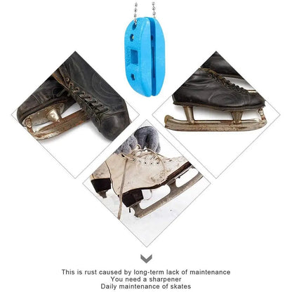 Portable White Sandstone Ice Skate Sharpener: Double-Sided Hanging Tool for Ice Hockey Shoe Blades - Skate Accessories