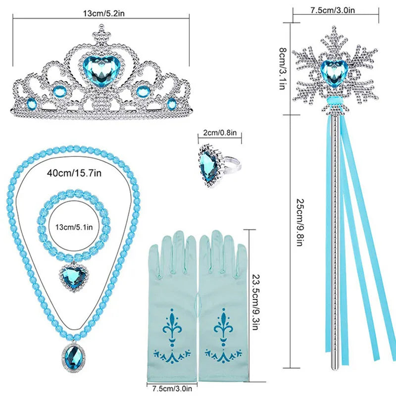 Elsa Princess Accessories Set - Gloves, Wand, Crown, Jewelry, Wig, Necklace Braid for Dress Up, Cosplay, Clothing