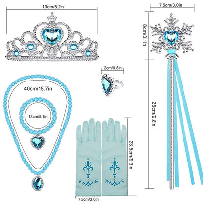 Elsa Princess Accessories Set - Gloves, Wand, Crown, Jewelry, Wig, Necklace Braid for Dress Up, Cosplay, Clothing