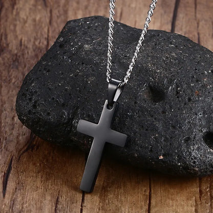 Christian Cross Pendant Necklace – New Fashion Metal Religious Amulet for Men – Party Jewelry Accessory