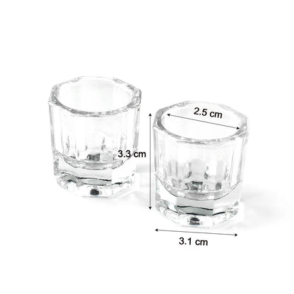 1pcs Clear Glass Nail Cup: Acrylic Liquid Dappen Dish - Crystal Bowl for Nail Powder Holder, Essential Nail Equipment