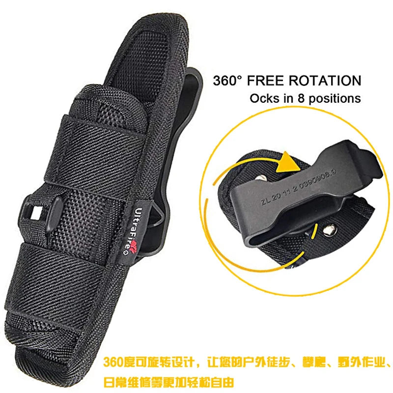 Nylon Sleeve with 360° Rotatable Waist Clip: Flashlight Cover and Belt Clip - UltraFire Flashlight Accessories