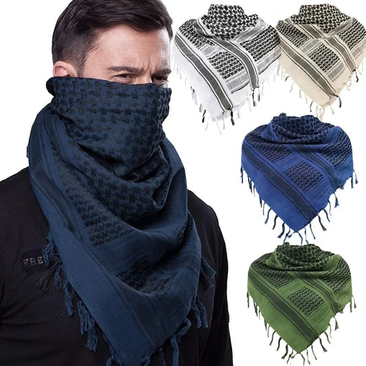 43x43 inches Tactical Hunting Scarf | Military Shemagh Desert Keffiyeh Head Wrap | Arab Neck Scarf with Tassel