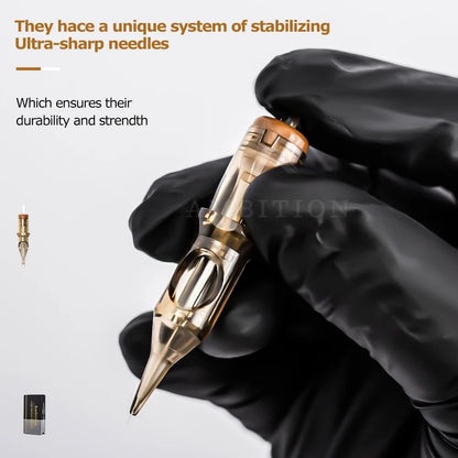 Ambition Premium Revolution Tattoo Cartridge Set - Mixed Needles Including Round Liner, Shader, Curved Magnum in Sizes 1RL, 3RL, 5RL, 7RL, 9RL, 7RM, 9RM, 13RM