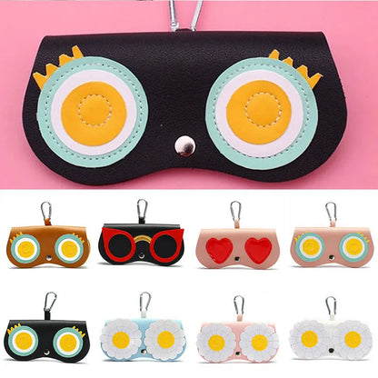 Fashion PU Leather Glasses Case | Cartoon Portable Storage Pendant Bag | Sunglass Box Eyewear Pouch for Women