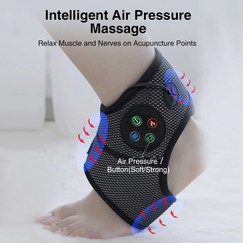 Electric Ankle Foot Massager - Multifunctional Brace with Vibration, Hot Compress, and Smart Air Pressure for Relaxation