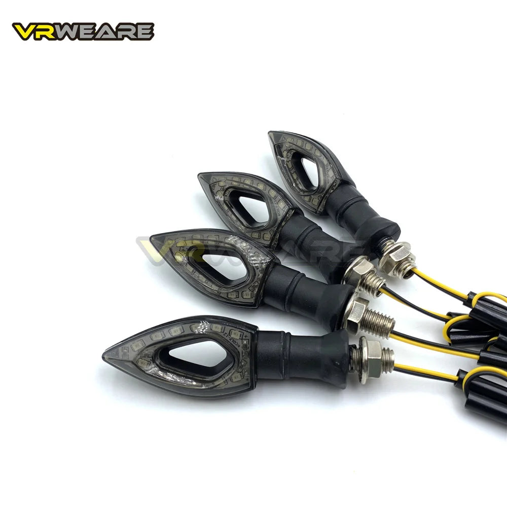 Universal Motorcycle LED Turn Signals: 4Pcs Heart Shape Short Indicator Lights - Amber Blinkers for Safety