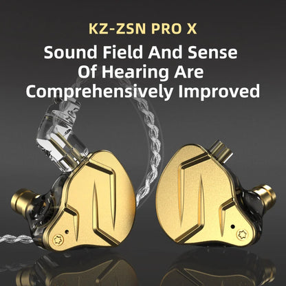 KZ ZSN Pro X Metal Earphones - 1BA+1DD Hybrid Technology HiFi In-Ear Monitor, Bass Earbuds with Noise Cancelling for Sports