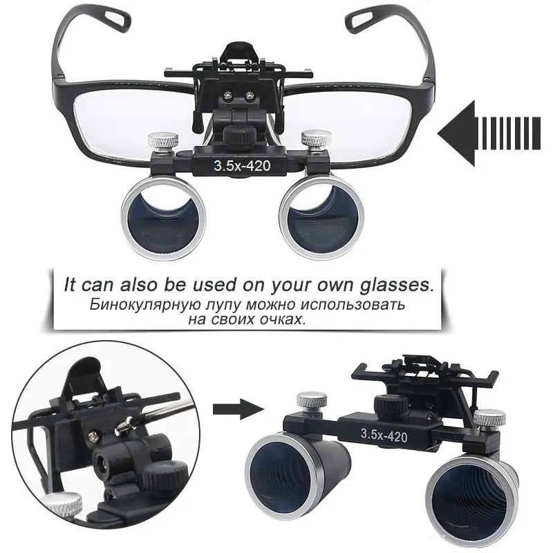 Dentistry Binocular Magnifier 2.5X 3.5X - Ultra-Lightweight Optical Loupes for Dental Surgery, Magnifying Glass 320-420mm