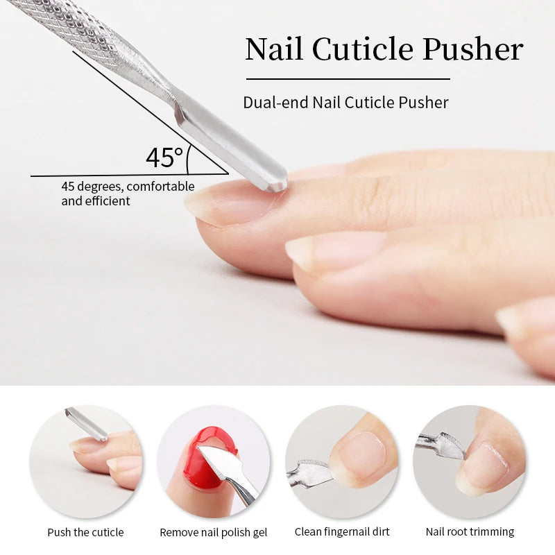 Double-ended Stainless Steel Cuticle Pusher - Dead Skin Remover for Pedicure and Manicure, Nail Art Cleaner Care Tool