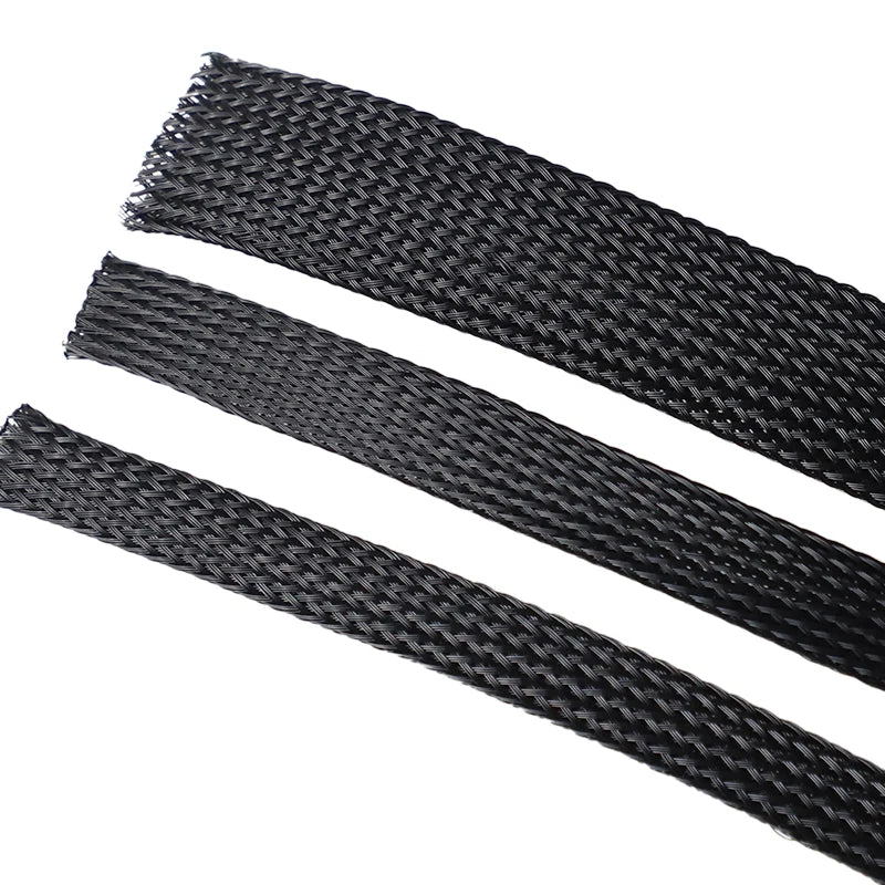 Black Insulated Braid Sleeving – 1/5/10/50M, PET Cable Sleeve for 4/6/8/10/12/14/20/25mm Wire Gland Protection