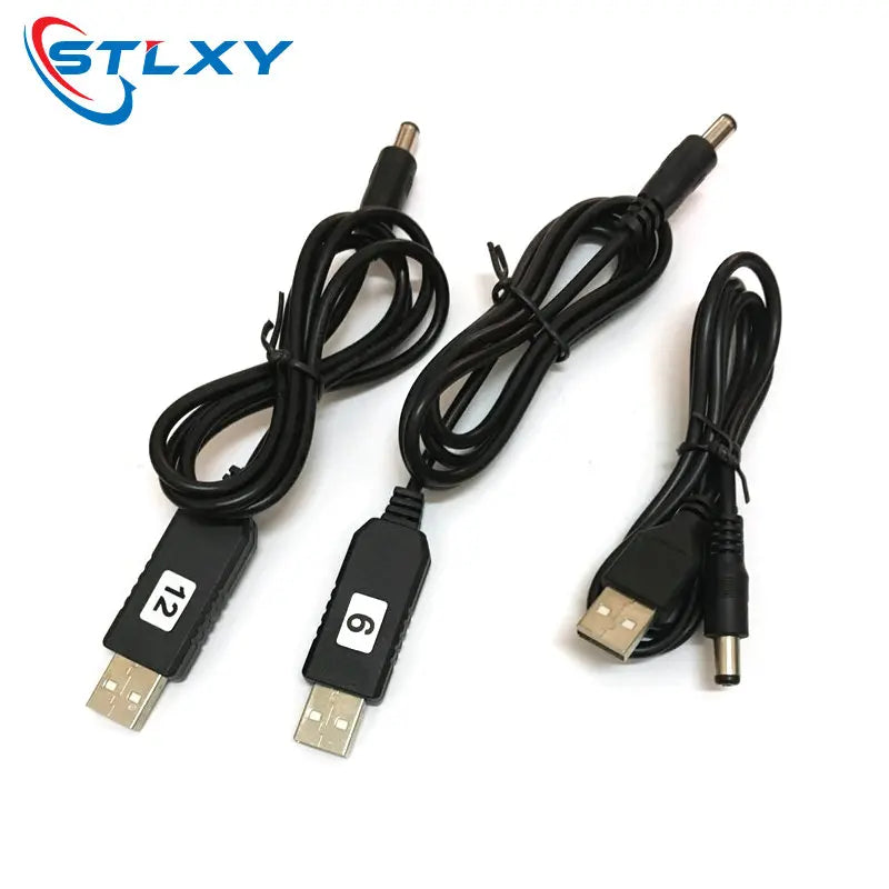 USB Power Boost Line - DC 5V to DC 5V/9V/12V Step-Up Module, USB Converter Adapter Cable with 2.1x5.5mm Plug