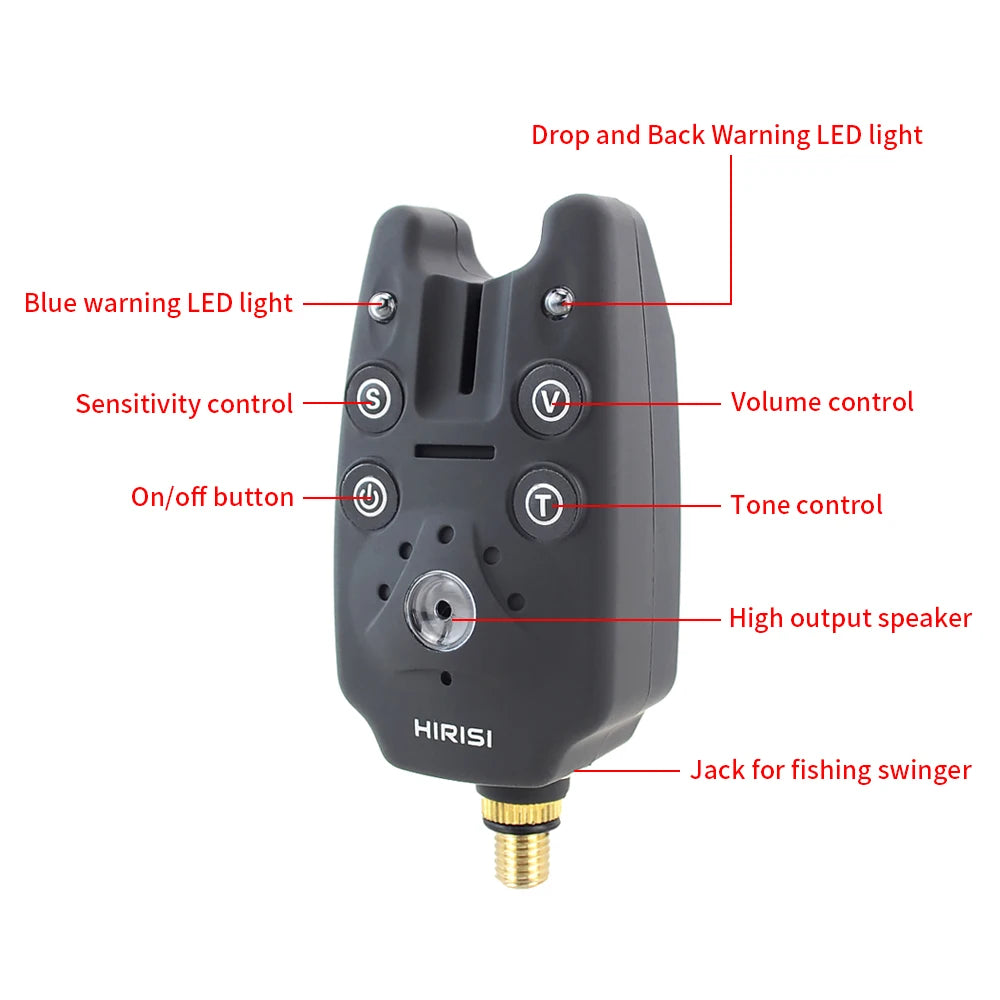 Carp Fishing Bite Alarm B1101: Volume Tone Control with LED Indicator - Sensitivity Adjustable