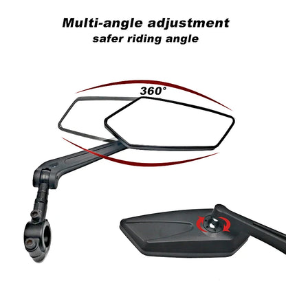 Bicycle Rear View Mirror - Clear Wide Range Back Sight Rearview Reflector, Adjustable Handlebar Left Right Mirror for Bike Cycling